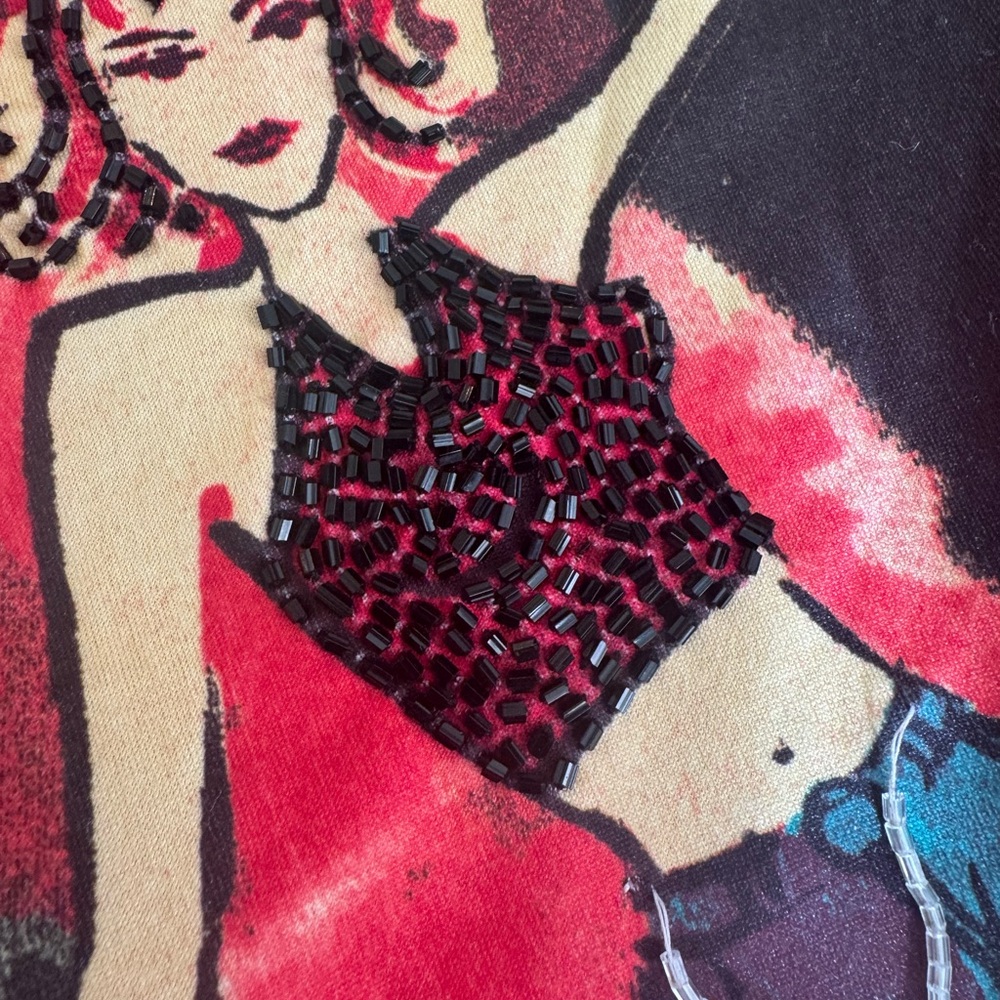 Rare Vintage 90s graphic tank w/beading detail - Picture 2 of 7